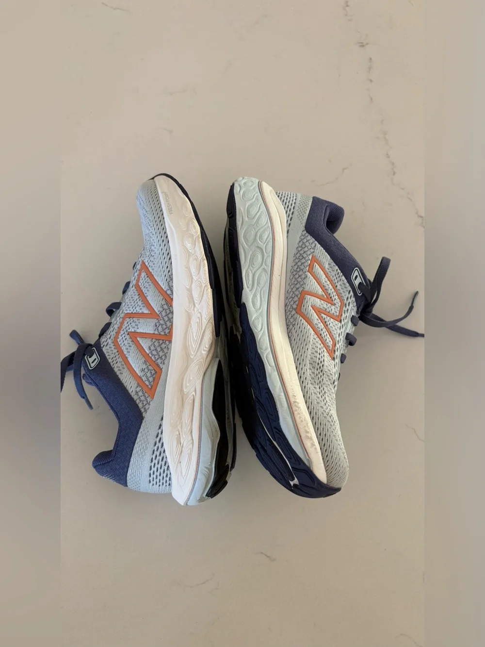 New Balance Women’s Running Sneakers - Light Blue, Navy & Coral Accents.